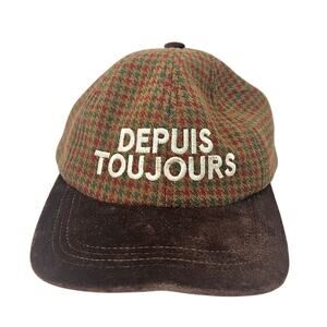 Depuis Toujours Harris Tweed Houndstooth Brown Baseball Hat New York US made